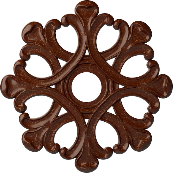 Ekena Millwork Angel Medallion (Canopies up to 4 3/8"), 20 7/8"OD x 3 5/8"ID x 1"P, Burnished Mahogany Crackle CM20ANBMC - main